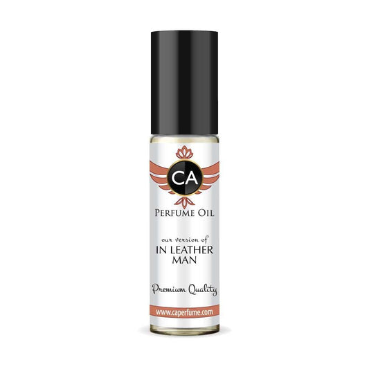CA Perfume Impression of In Leather Man for Men Fragrance Oil Aromatic Fruity Scent Long Lasting Cologne for Men Travel Size TSA Ready Mini Parfum Body Oil Roll-on 0.33 Fl Oz 10ml