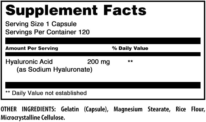 Amazing Formulas Hyaluronic Acid Supplement | 200 Mg Per Serving | 120 Capsules | Non-GMO | Gluten Free | Made in USA