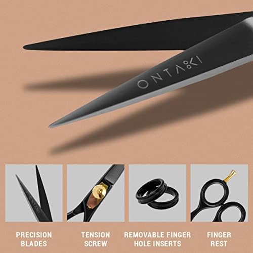 Premium Hand Forged Japanese Steel Hair Beard Mustache Scissors Cut Trim Groom Facial Hair Bangs (Black - 5.5")