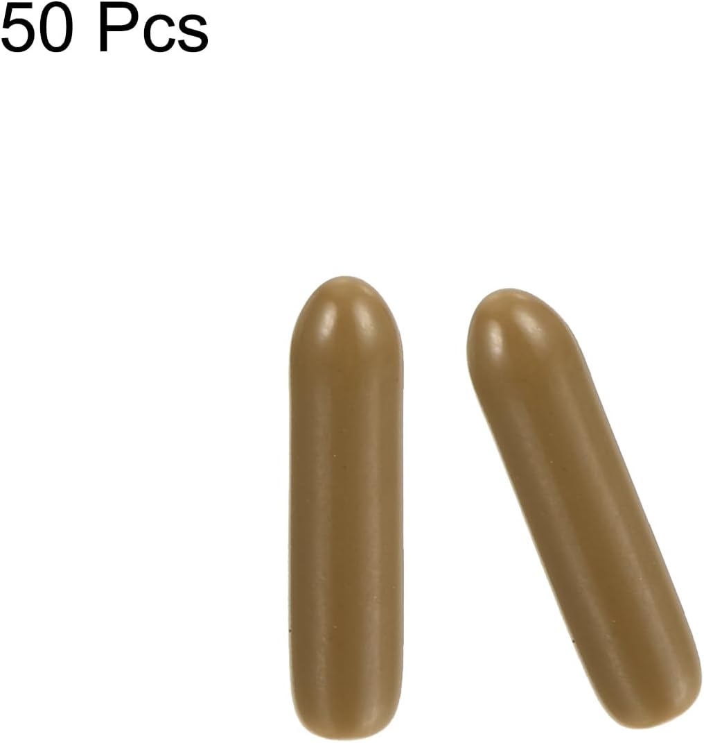 uxcell 50pcs Rubber End Caps 2mm ID Vinyl PVC Round Tube Bolt Cap Cover Screw Thread Protectors Light Brown, 0.08 inch