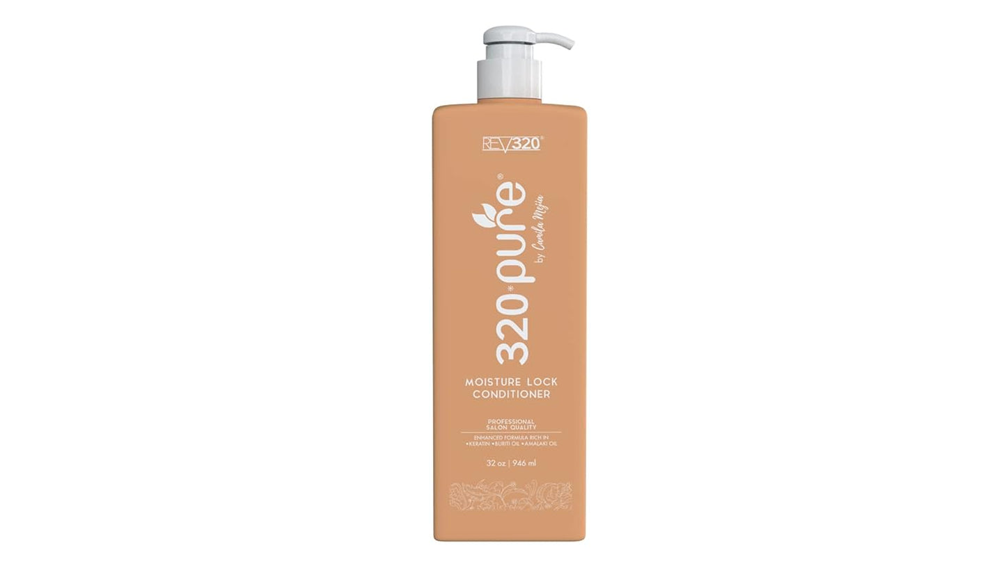320Pure Moisture Lock Conditioner 32oz, Hydrating, Moisturizing Hair Conditioner for Women & Men, Sulfate-Free, Keratin & Argan Oil Formula for Color-Treated, Damaged, Dry, Straight and Curly Hair