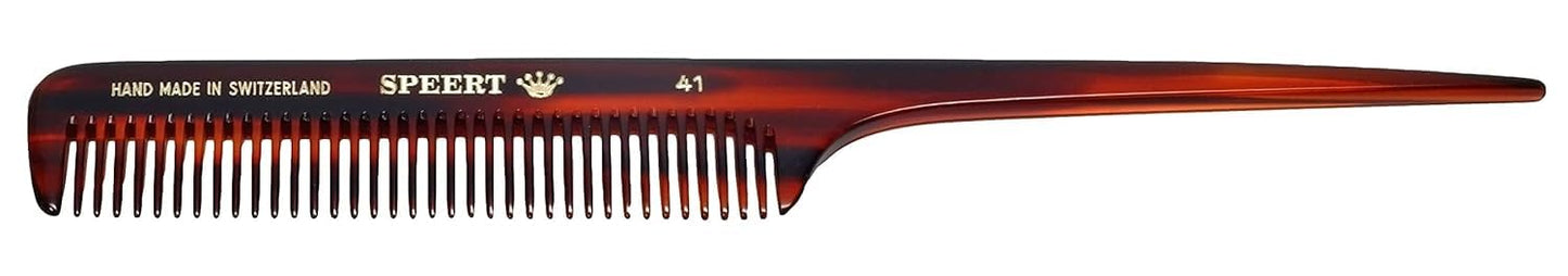 #41 Handmade Wide Tooth Rat Tail Comb Tortoise Havana Acetate Thick Coarse Curly Detangling Parting Grooming Teasing Hair Styling Hairdresser Barber Hairdressing Wet Dry Pocket Women Men Kids