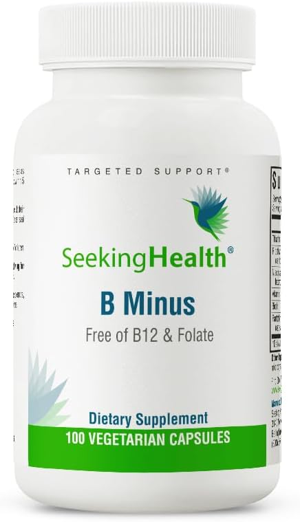 Seeking Health B-Minus, Vitamin B Complex to Support Methylation, MTHFR Support, Methyl-Free, Niacin, Biotin Supplement for Women, Vegetarian Capsules (100 Capsules)*