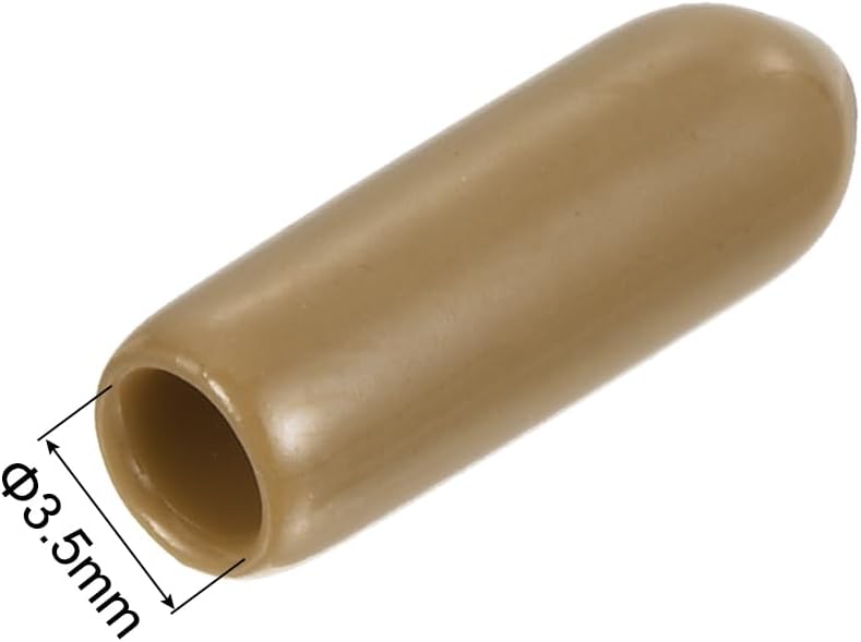 uxcell 50pcs Rubber End Caps 3.5mm(1/8 inch) ID Vinyl PVC Round Tube Bolt Cap Cover Screw Thread Protectors Light Brown
