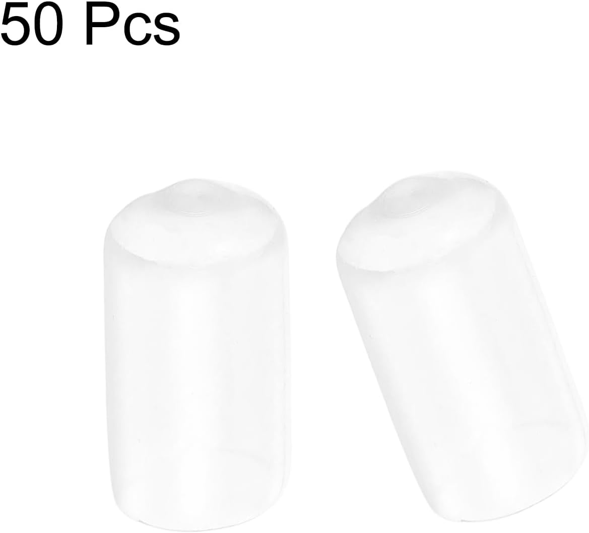 uxcell 50pcs Rubber End Caps Protective Caps 11mm ID Vinyl PVC Round Tube Bolt Cap Cover Screw Thread Protectors Clear