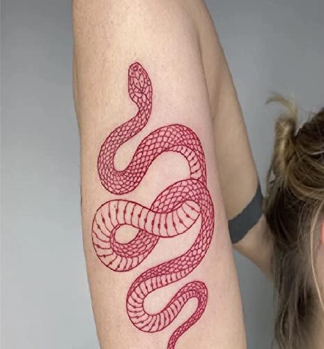 3 Sheets Yeahgoshopping Realistic Big Size Red Snake Waterproof Temporary Tattoo Stickers For Women Men Body Art Waist Decals Fake Tattoo
