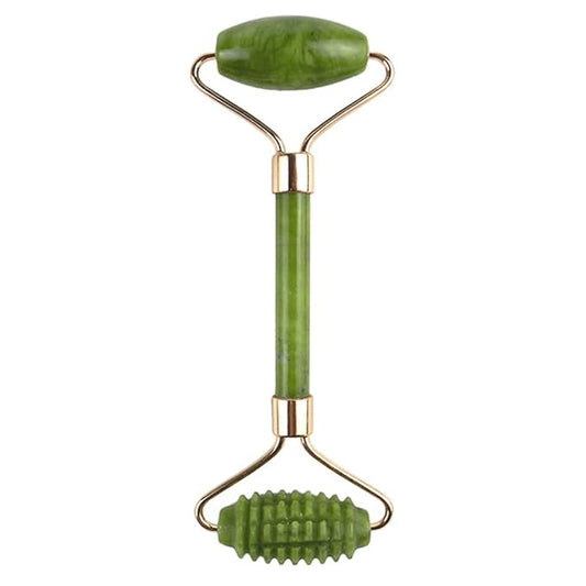 Jade Rollers for Face Beauty and Eyes Massage - Facial Massager for Anti Aging Wrinkles and Skin Rejuvenate - Natural Jade Crystal Derma Roller for Puffiness and Lift - Spiky Roller