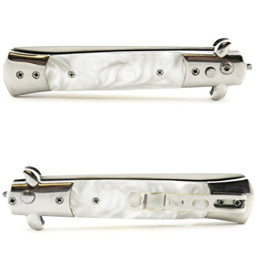 Pocket Folding Flick Hair Comb For Beard, Mustache, Black Pearl Handle ~ Mens Pocket Comb stainless steel spring jump Brush