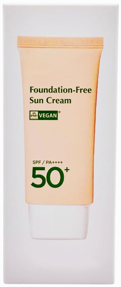 Foundation Free Sun Cream 50ml / 1.69 fl oz SPF50+ PA++++, Vegan Sunscreen SPF50+