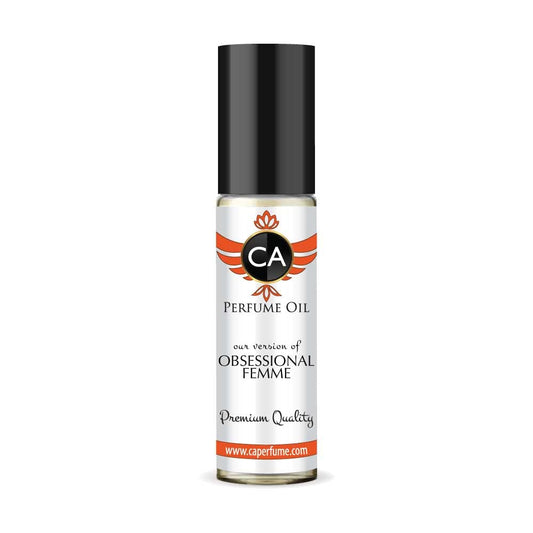 CA Perfume Impression of Obsessional Femme For Women Replica Fragrance Body Oil Dupes Alcohol-Free Essential Aromatherapy Sample Travel Size Concentrated Long Lasting Roll-On 0.3 Fl Oz/10ml