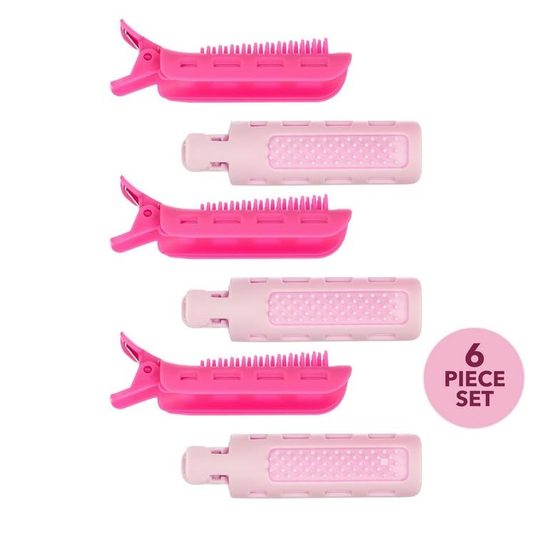 6pc Styling Curling Clips - Easy-to-Use Dual-Purpose Hair Clips for Curling and Volumizing |Heat Resistant Hair Clip Set, Premium Quality Hair Accessories for Women (PINK)