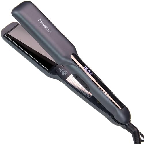 Heysam Flat Iron Hair Straightener for Thick Hair, Titanium Ceramic Ionic Dual Voltage Hair Straightener and Curler 2-in-1, Travel Flat Iron 1.6 Inch for Less Frizz, Shinier & Smoother, Fast Heating
