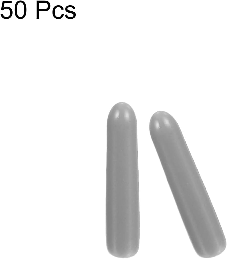 uxcell 50pcs Rubber End Caps Protective Caps 1.5mm ID Vinyl PVC Round Tube Bolt Cap Cover Screw Thread Protectors Light Grey