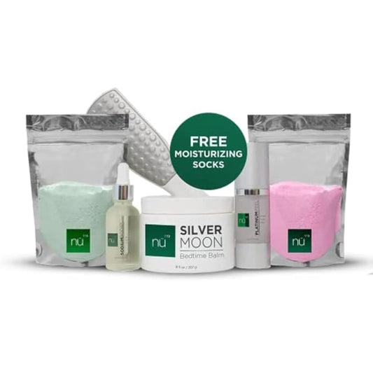 Best Pedicure Kit on Amazon | Complete Professional Home Foot Spa Set Includes 6 Salon Quality Products & Tools for Feet Care: Exfoliator, File, Balm, Sodium Soaks, Oil & Socks | Good for Women & Men