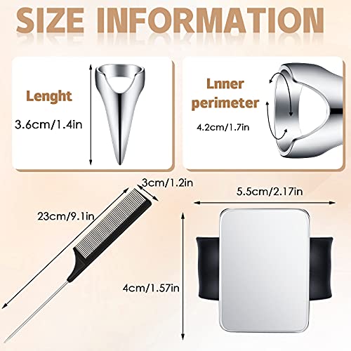 Patelai 10 Pieces Hair Parting Ring 3 Pieces Steel Rat Tail Braiding Comb and Magnetic Wrist Pin Hair Parting Selecting Finger Tool Stitch Combs for Braiding Stitch(Black, Silver)