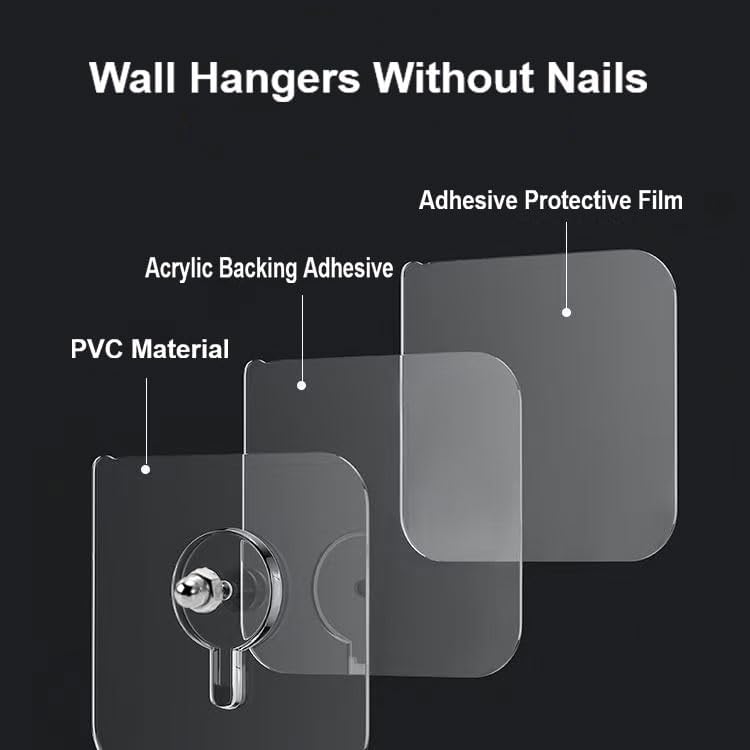 14 Pack Wall Hooks, Picture Hangers Without Nails, No Damage Adhesive Wall Hook for Kitchen Bathroom Bedroom Office, Waterproof & Rustproof