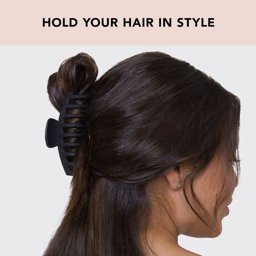 Kitsch Large Hair Clips For Women - Durable Recycled Plastic Claw Clips for Styling & Updos | Secure All-Day Hold, Comfortable Fit - Black & Tortoise | Ideal Gifts for Women, 2pcs