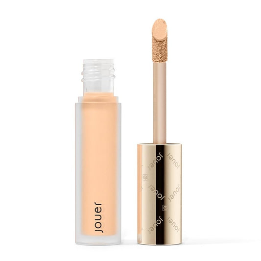 Jouer Essential High Coverage Liquid Concealer - Brightening Concealer - Color Corrector for Under Eye Dark Circles, Spot Coverage, and Eye Primer - Soft Matte Finish, Macaron