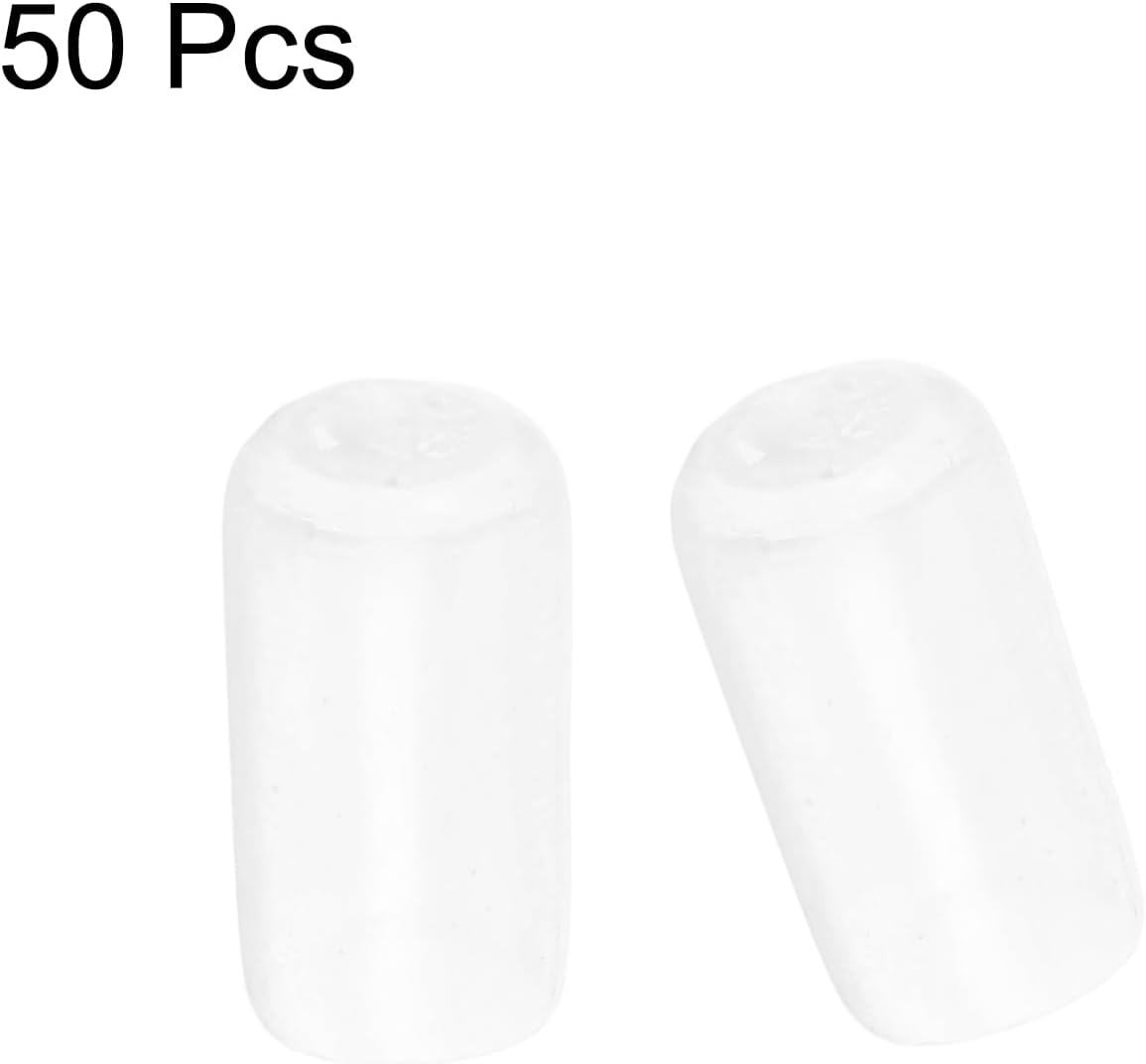 uxcell 50pcs Rubber End Caps Protective Caps 7.5mm ID Vinyl PVC Round Tube Bolt Cap Cover Screw Thread Protectors Clear