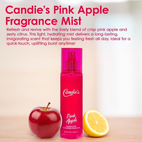CANDIE'S Pink Apple Fragrance Mist - Sweet, Long-Lasting Perfume for Women, Luxurious All-Day Freshness, Ideal Body Cologne for Ladies, Feminine Scent, Lasts All Day, Must-Have Fragrance, 8.4 fl oz