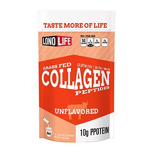 LonoLife - Unflavored Collagen Peptides with 10g Protein, Paleo and Keto Friendly, Portable Individual Packets, 10 Servings, 10 Count