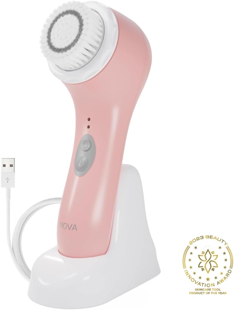 Spa Sciences - NOVA - Sonic Cleansing Brush with Bristles & Infusion System – Anti-Aging Facial Exfoliating, Waterproof, and USB Rechargeable