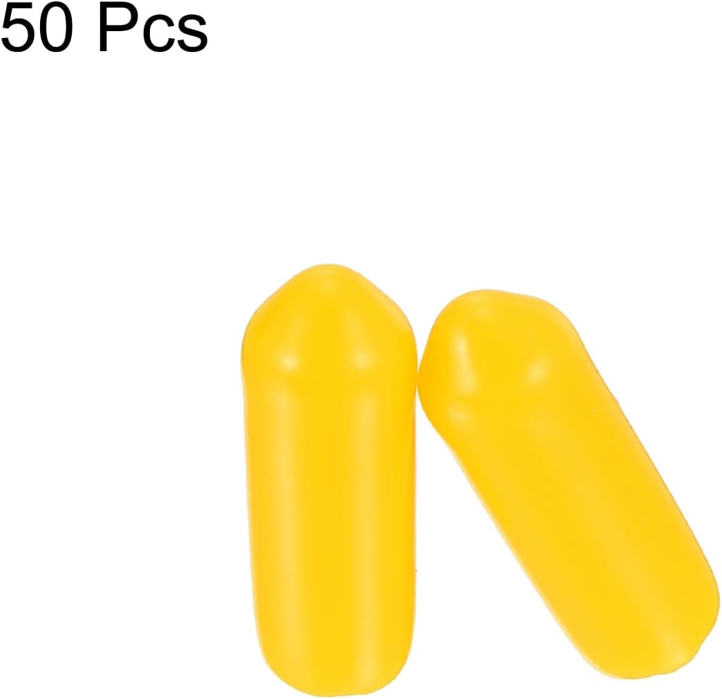 uxcell 50pcs Rubber End Caps 5mm(3/16 inch) ID Vinyl Cap Cover Screw Protectors Yellow