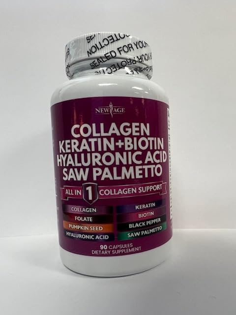 NEW AGE Collagen Pills Biotin Keratin Saw Palmetto Hyaluronic Acid- Vitamin E Folic Acid Pumpkin Seed MSM- 270 Count