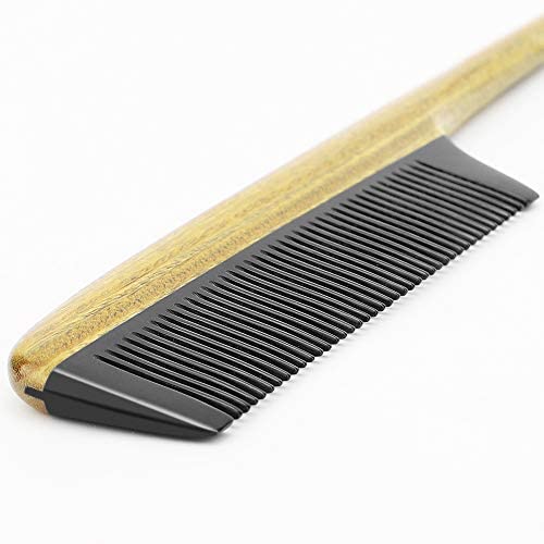 Onedor Hair Comb, 100% Natural Green Sandalwood Handmade Buffalo Horn Tail Comb - Anti-Static Sandalwood Scent Natural Hair Detangler Wooden Combs