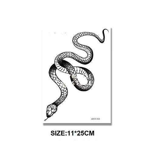 Fashion Realistic Big Size Black Snake Temporary Tattoo Stickers for Women Men Waterproof Fake Tattoo Waist Body Forearm Arm (Pack of 3)