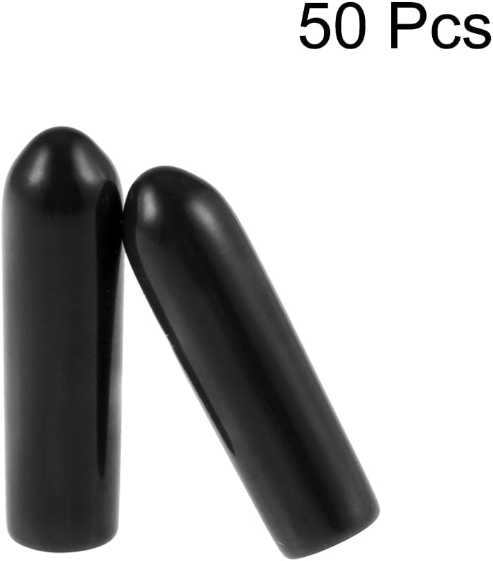 uxcell 50pcs Rubber End Caps 2.5mm ID Vinyl Round Tube Bolt Cap Cover Screw Thread Protectors Black, 0.1 inch