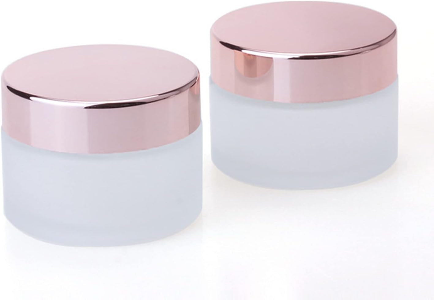 10 Pcs 15 Gram/15ml Empty Jars Clear Frosted Glass Cream Jar Pot Bottles with Rose Gold Lids Cosmetic Container Refillable Glass Eye Cream Jar Pot for Face Lotion Eyeshadow Lip Balms
