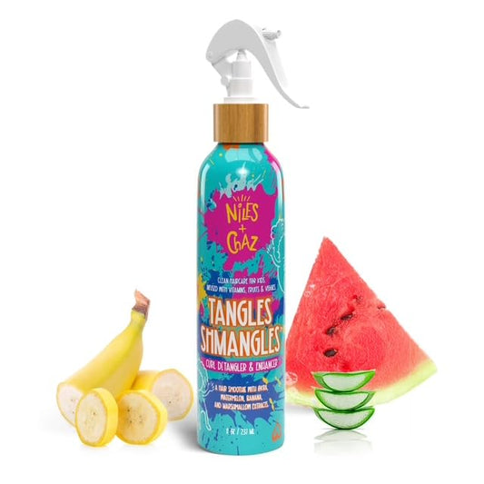 Niles and Chaz Tangles Shmangles Kids Detangler & Curl Enhancer - Hydrating Leave In Conditioner - Define Curls, Reduce Frizz - Sulfate, Paraben, Silicone Free - For Curly, Coily, Wavy Hair, 8 fl oz