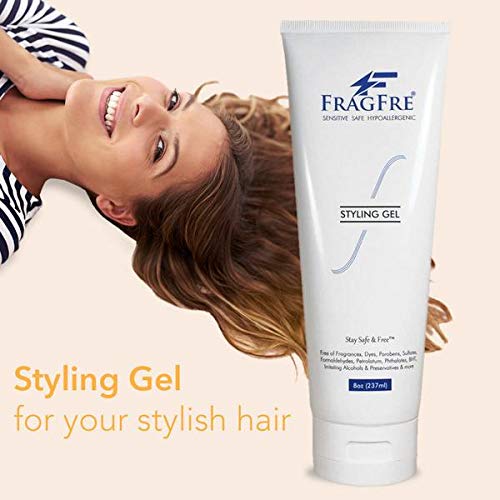 Hair Styling Gel 8 oz (2-Pack Gift Set) Medium Hold - Fragrance Free Hypoallergenic - Irritation Free Styling Gel for Sensitive Skin - for Men Women Children - Gluten Free Vegan Cruelty Free