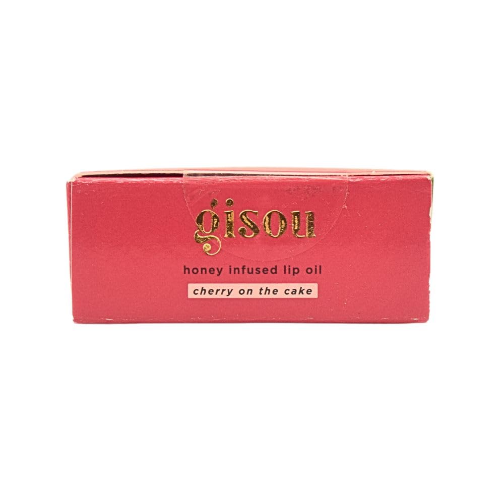 Gisou Honey Infused Hydrating Lip Oil, Nourishing Lip Moisturizer for Dry Lips, 0.27 fl oz (Cherry On The Cake)