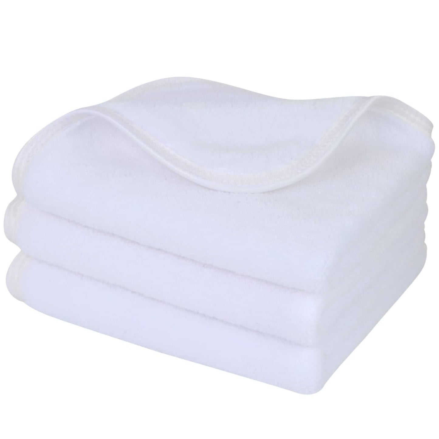 SINLAND Microfiber Face Cloths Reusable Makeup Remover Washcloths Super Soft and Absorbent Fingertip Face Towels for Sensitive Skin Women 12 x 12 Inch 3 Pack White