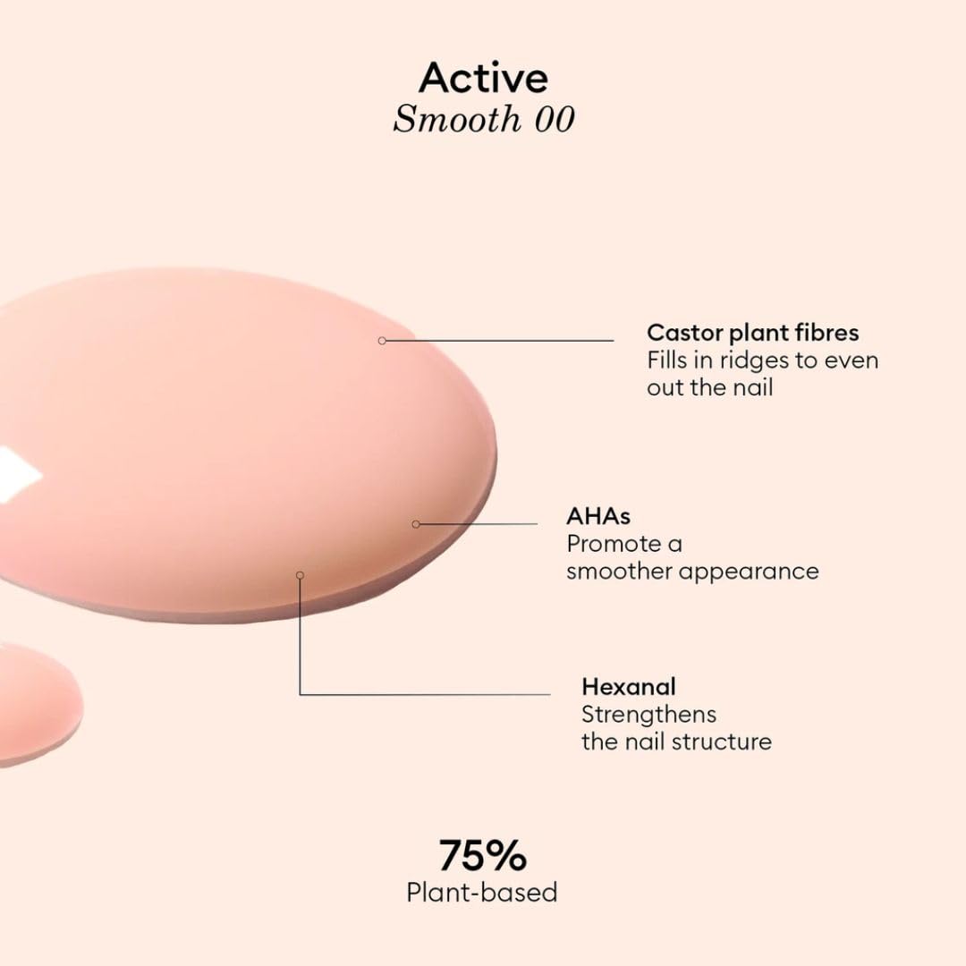 Manucurist Active Smooth 00 Nail Concealer Polish & Care - 2 in 1 Nude Nail Polish : Nail Strengthener and Growth - No Lamp - Ridge Filler for Nails - Natural Rosé Nail Polish