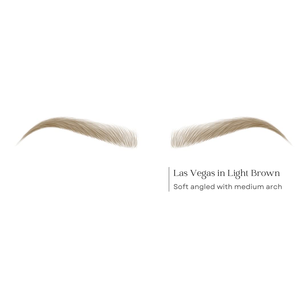 Bliss and Beyond USA, 2 sheets eyebrow tattoo waterproof sticker, Long Lasting, Natural Looking Fake Eyebrow for Alopecia, Chemo, Cancer. Same Size eyebrow tattoos (Dramatic Las Vegas, Light Brown)