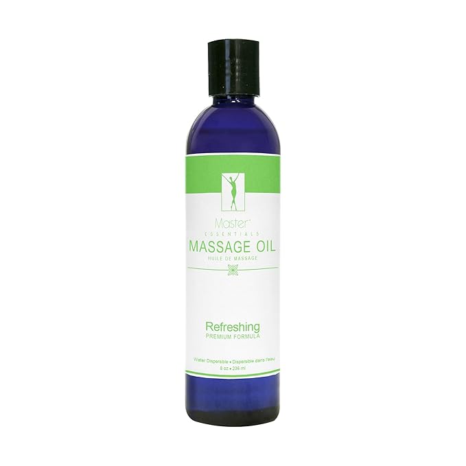 Master Massage Organic Massage Oil - 8 fl oz, Refreshing Sense, Water-Soluble, Skin-Nourishing Formula for Relaxation, Ideal for Massage Therapy and Home Use, Pack of 1