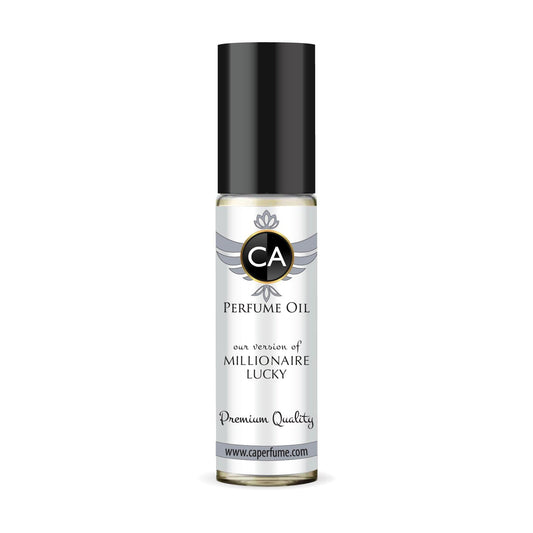 CA Perfume Impression of Millionaire Lucky for Men Eau De Parfum Woody Scent Long Lasting Cologne for Men Travel Size TSA Ready for Day and Night Wear 0.33 Fl Oz 10ml