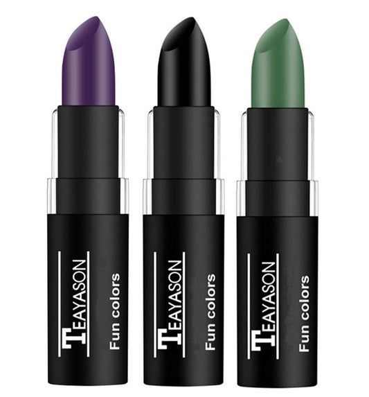 Go Ho 3 PCS Dark Purple Green Black Cream-Blendable Sticks,Waterproof Green and Purple Face Body Paint Professional SFX Makeup,Safe Facepaint &Lip Smacking for Festival Halloween Witch Makeup