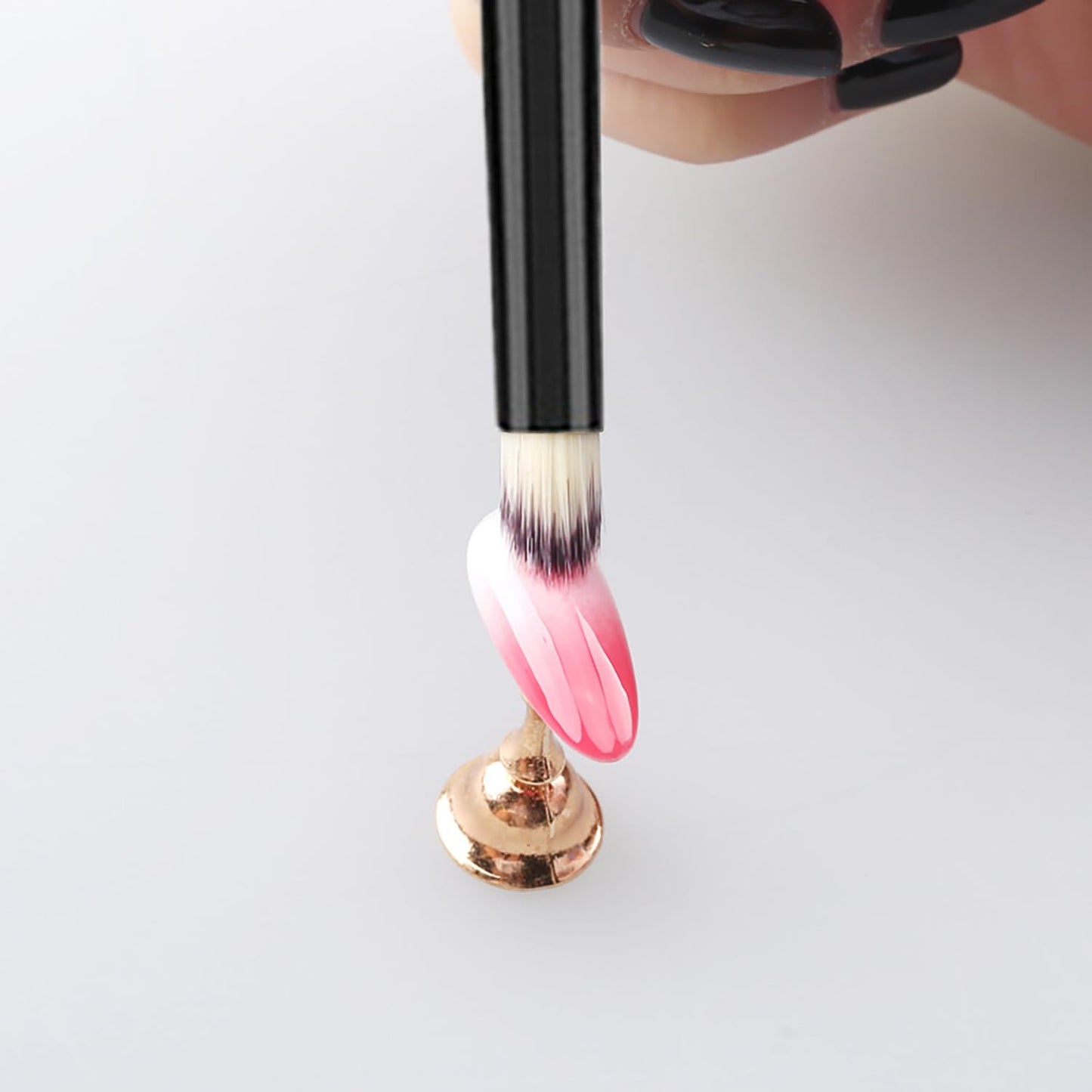 WOKOTO 5 Pcs Oblique-Shaped Nail Ombre Brush For Nails Art Gradient Design Painting Brush With Aurora Color Penholder For Nails Design Brushes For Gel Ombre Nails Art Brushes Manicure Tools