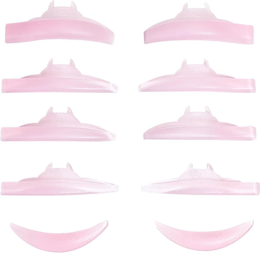 Libeauty Premium Lash Lift Rods, 4+1 Set with Lower Eyelash Shields, Reusable Soft Silicone Pads for Eyelash Curling & Lifting, Pink Monster Shape
