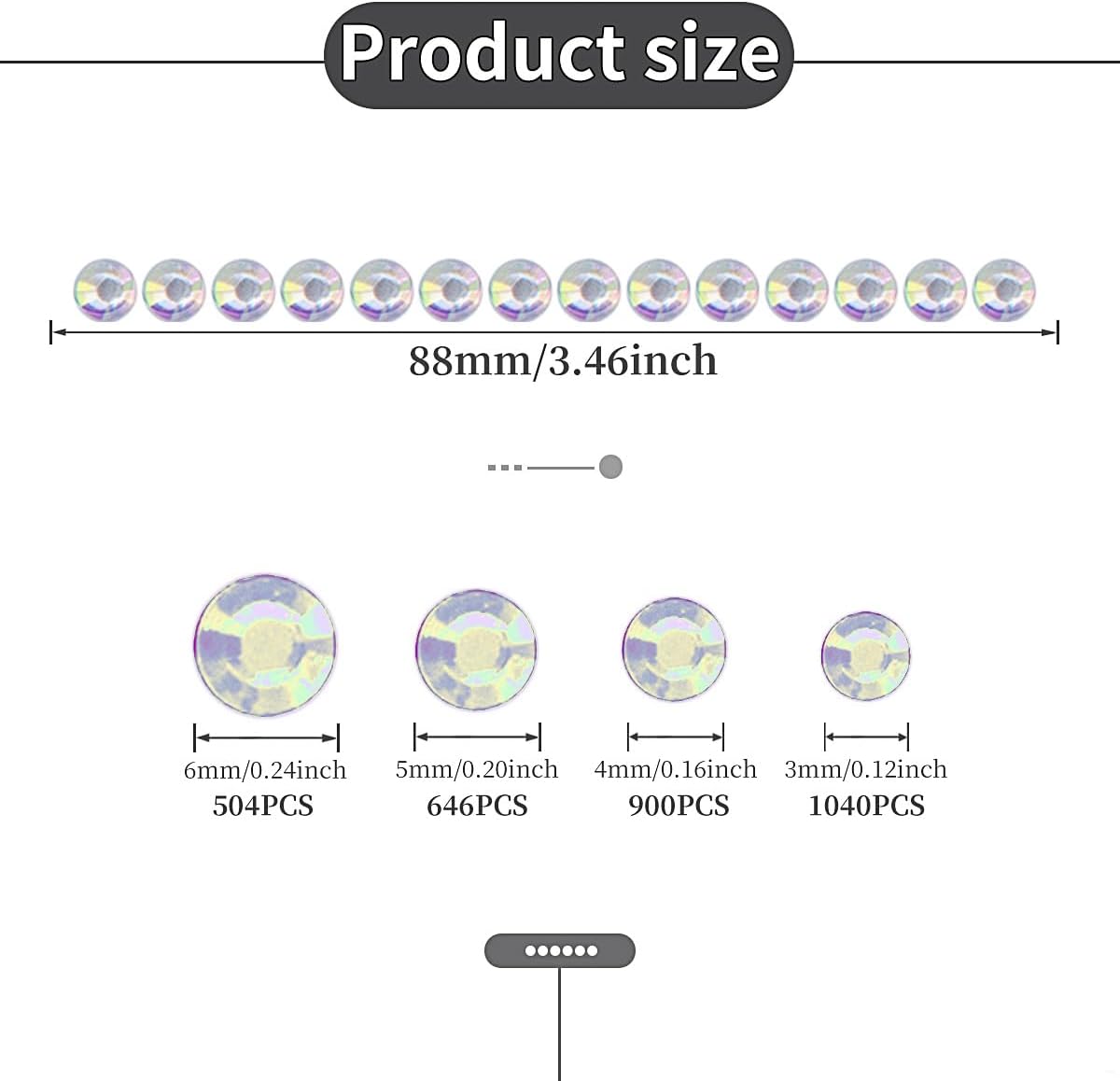 3090 Pcs 4 Sheets Rhinestone Stickers 3/4/5/6 mm Self Adhesive Craft Rhinestones Gems for Face Eyes Makeup Hair Body (AB-3/4/5/6mm)