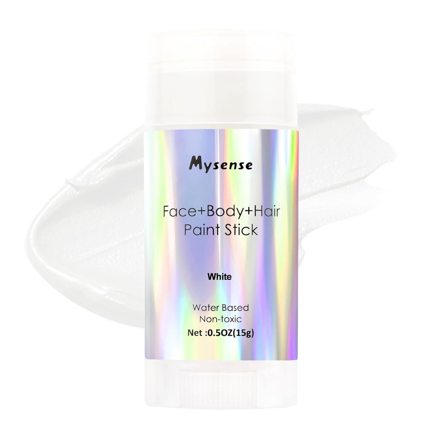 Mysense White Face Body Hair Paint Stick,Clown White Makeup,Water Based Washable Temporary Hair Color,Non-toxic Cream Body Paint for Halloween SFX Skull Zombie Vampire Cosplay Makeup,0.5oz