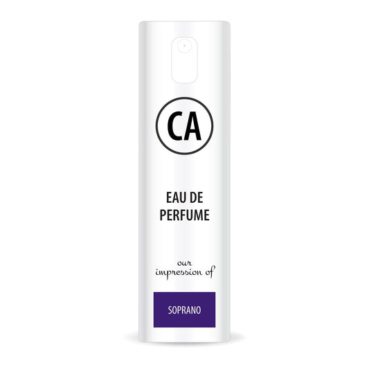 CA Perfume Impression of Soprano Unisex Eau De Parfum Amber Floral Scent Long Lasting Unisex Fragrance Travel Size TSA Ready for Day and Night Wear 0.33 Fl Oz 10ml