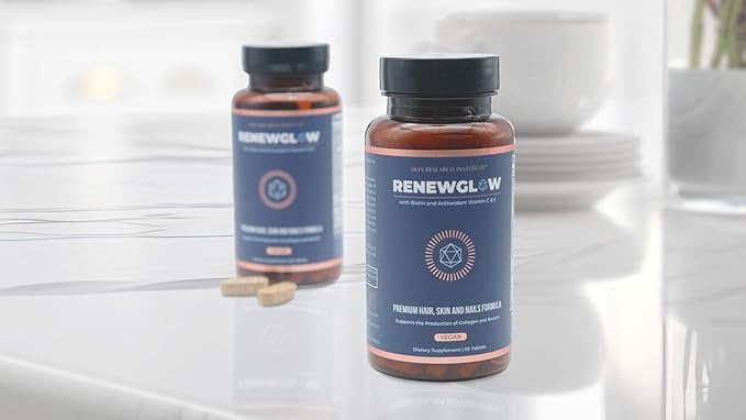 Skin Research Institute Renewglow Biotin Supplement - Vegan Friendly - Healthy Skin, Nail, and Hair 3 Pack