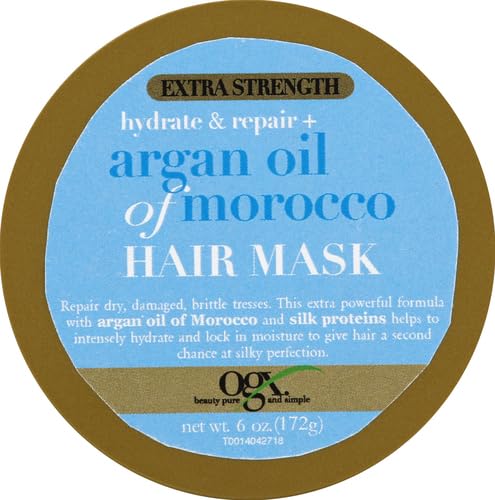 OGX Extra Strength Hydrate Repair + Argan Oil of Morocco Hair Mask Deep Moisturizing Conditioning Treatment, Citrus, 6 Ounce
