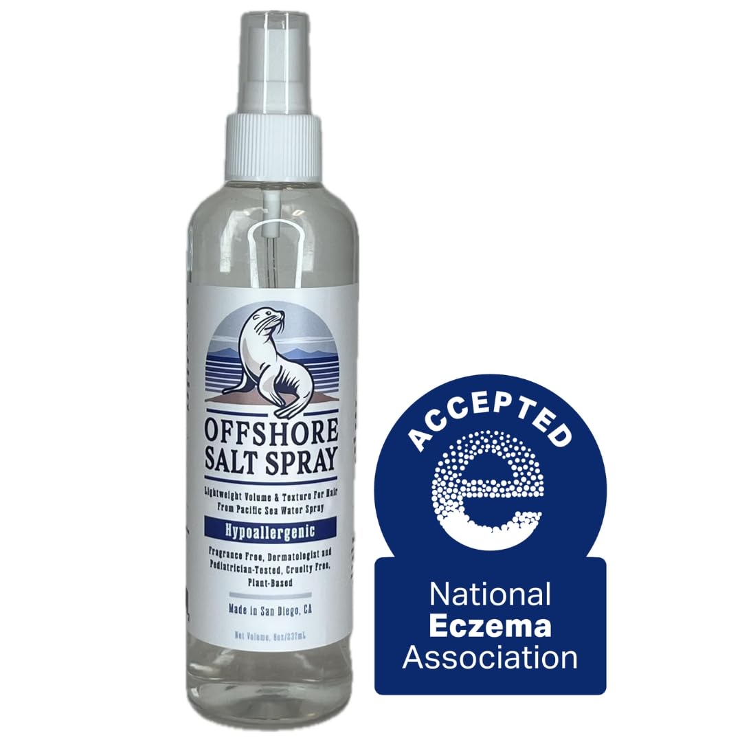 Offshore Salt Spray: Sea Salt Hair Mist for Sensitive Scalp, Lightweight Algae-Based Styling Spray, Hypoallergenic and Dermatologist-Tested, 8oz NATIONAL ECZEMA ASSOCIATION SEAL OF ACCEPTANCE