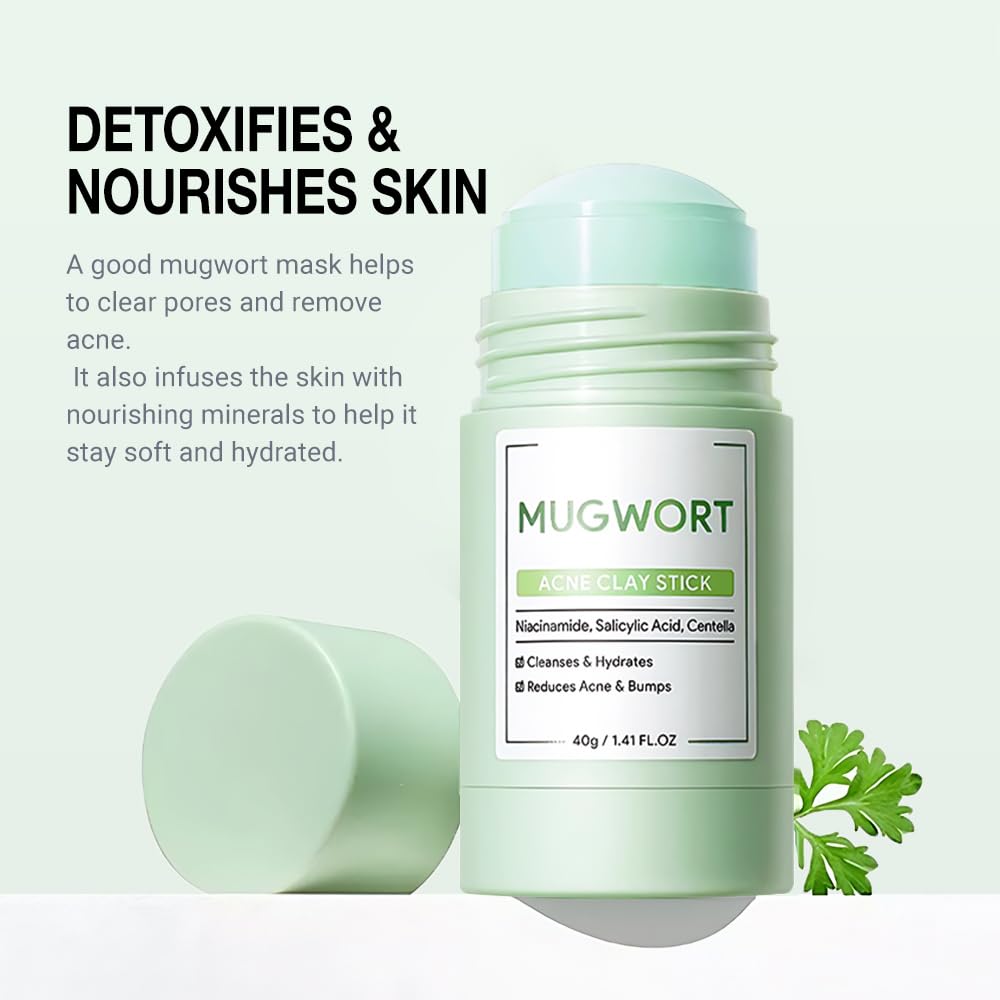 Clay Mask For Face Skincare, Blackhead Remover Face Mask with Mugwort Extract, Deep Pore Cleansing, Moisturizing, Skincare Facial Mask for Refining Pores and Controlling Oil, 40g/1.35oz